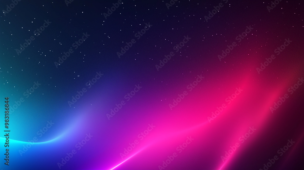Obraz premium Vibrant Galactic Sky With Smooth Gradient Aurora and Starry Background