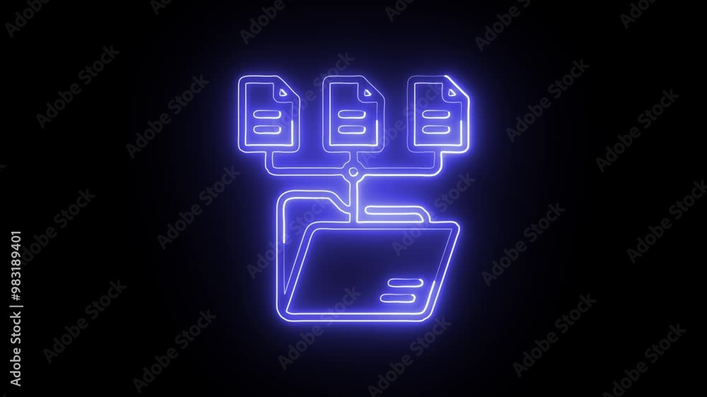 Glowing Neon Folder Icon Isolated on Black Background - HD Motion Graphics Animation for File Organization and Digital Storage Management Glowing Neon Folder Icon Isolated on Black Background - HD Motion Graphics Animation for File Organization and Digital Storage Management