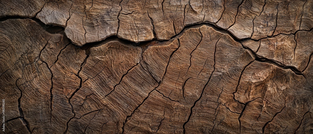 A tight shot of weathered wood, appearing sliced in two, with evident age A tight shot of weathered wood, appearing sliced in two, with evident age