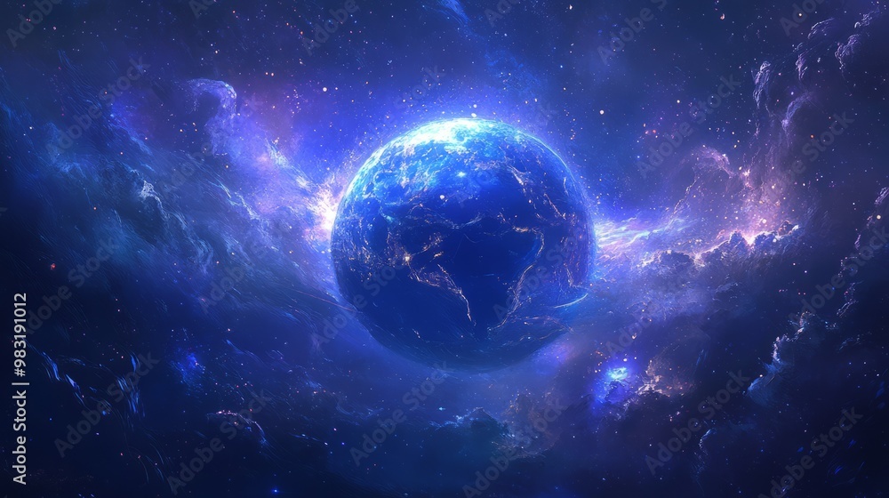 Obraz premium Stunning View of Earth Surrounded by Cosmic Colors
