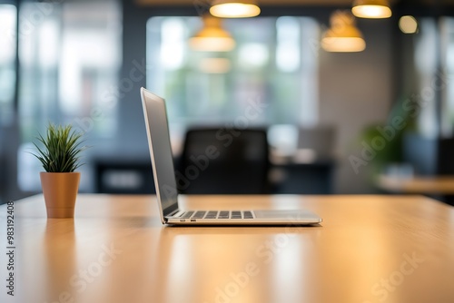 Wallpaper Mural "Blurred Executive Office Desk, Perfect as a Background for Online Meetings, Educational Sessions, or Office Conferences" Torontodigital.ca