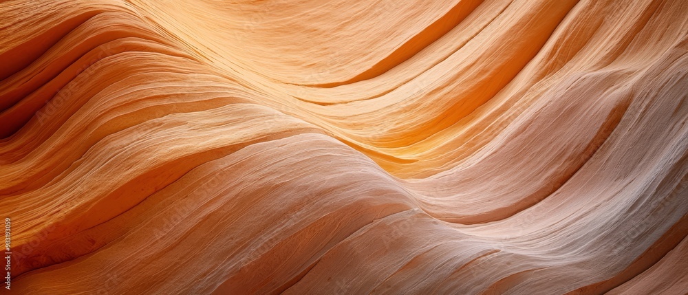 Obraz premium A tight shot of a rock formation exhibiting an extended, undulating wave-like pattern across its surface