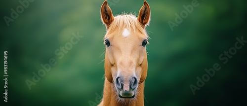  A tight shot of a horse's face with a softly blurred foreground and background