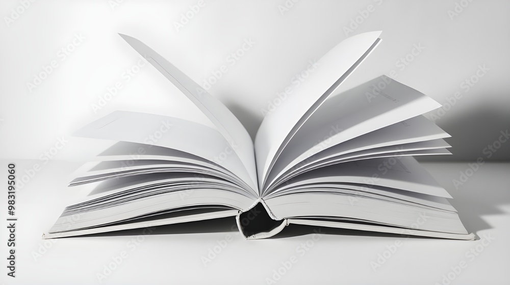Open Book with Blank Pages on White Background Open Book with Blank Pages on White Background