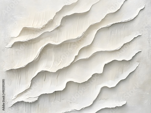 Calming abstract design with fluid wavy lines and soft textures in a minimalist white palette, ideal for modern interiors, wallpapers, and serene decor