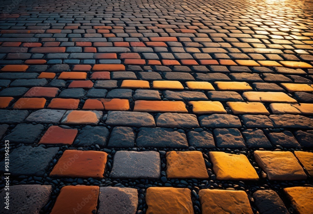 Fototapeta premium detailed close various textured pavement materials highlighting unique patterns surfaces, asphalt, brick, concrete, paving, design, stone, tile, gravel