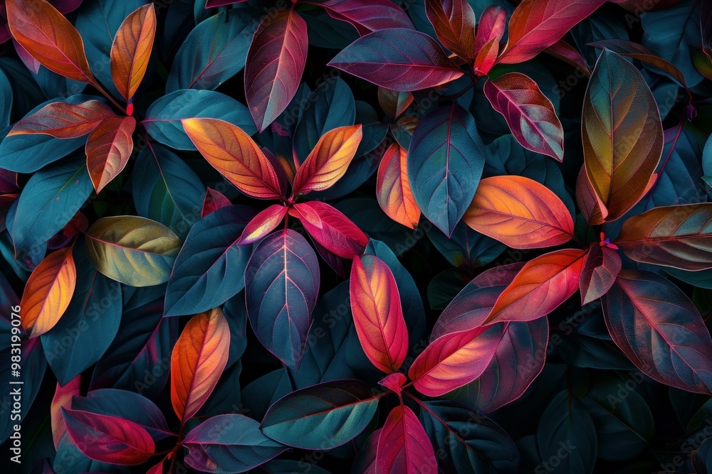 Pattern of colorful leaves is creating a natural background with a diversity of tones Pattern of colorful leaves is creating a natural background with a diversity of tones