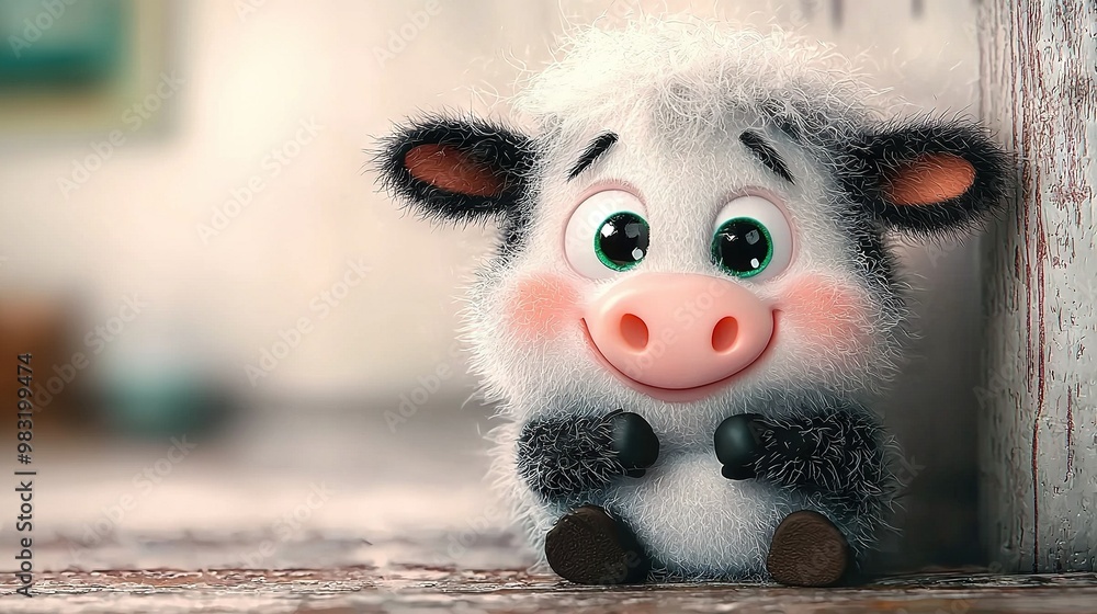 A detailed photo of a plush toy lying on the ground beside a wall and a doorway A detailed photo of a plush toy lying on the ground beside a wall and a doorway