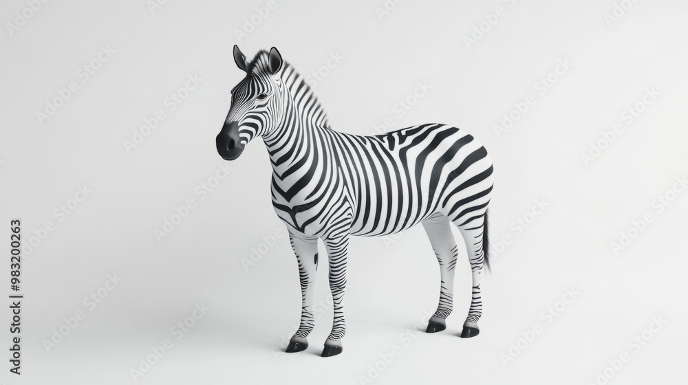 Realistic Zebra Figurine on White Background Realistic Zebra Figurine on White Background