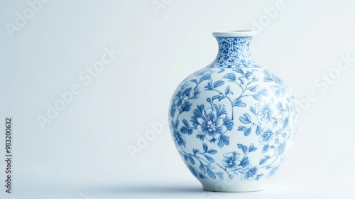 Blue and White Porcelain Vase with Floral Design