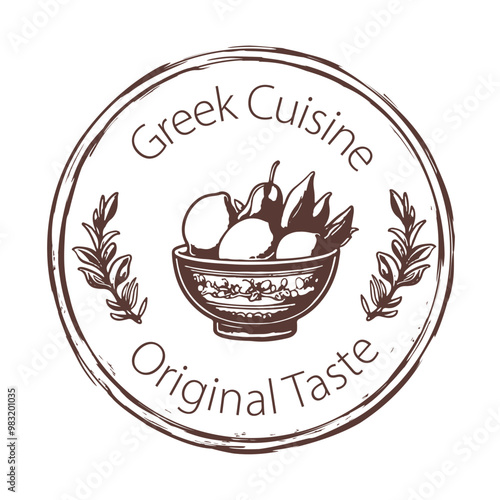 Greek cuisine logo rubber stamp