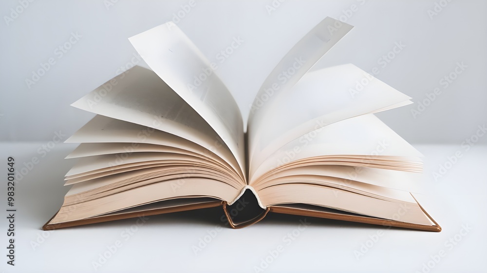 Open Book with Blank Pages on White Background Open Book with Blank Pages on White Background