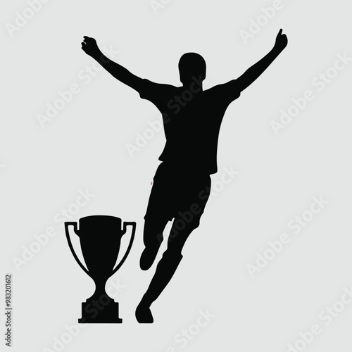 Winning moment of a player silhouette vector illustration and artwork