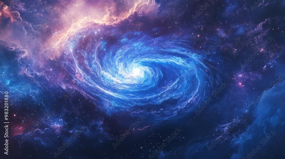 Beautiful Spiral Galaxy in Vibrant Cosmic Space Beautiful Spiral Galaxy in Vibrant Cosmic Space