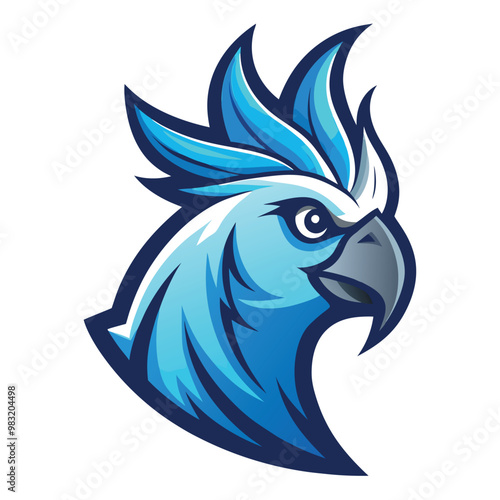 Cockatoo bird logo Parrot Mascot illustration blue macaw bird Character Design