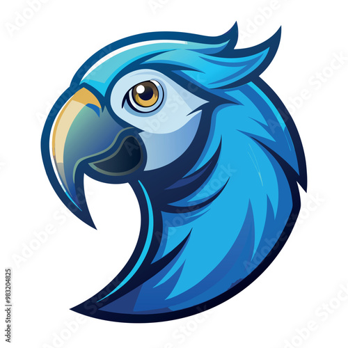 Cockatoo bird logo Parrot Mascot illustration blue macaw bird Character Design