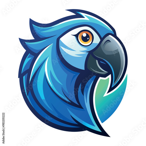 Cockatoo bird logo Parrot Mascot illustration blue macaw bird Character Design