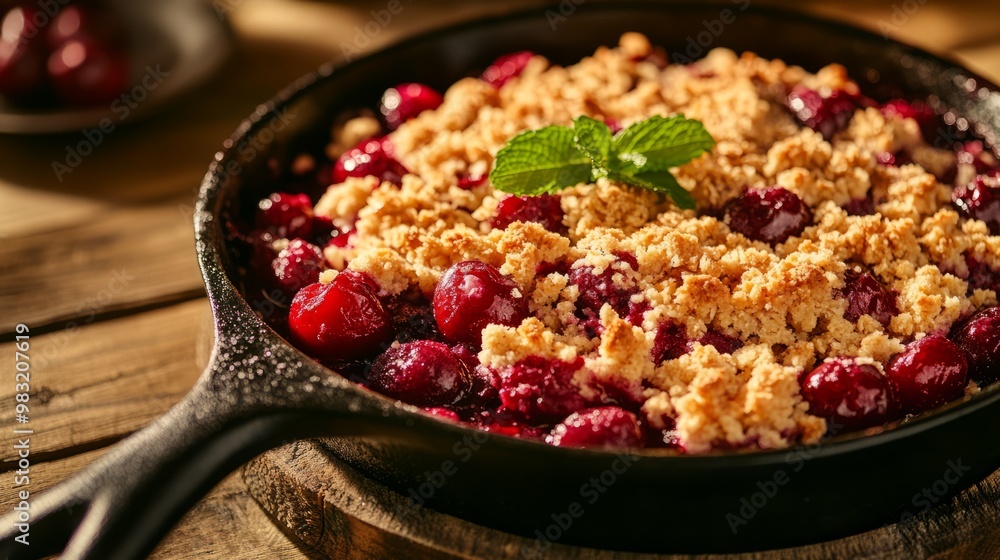 Delicious Cherry Crisp in Cast Iron Skillet Delicious Cherry Crisp in Cast Iron Skillet