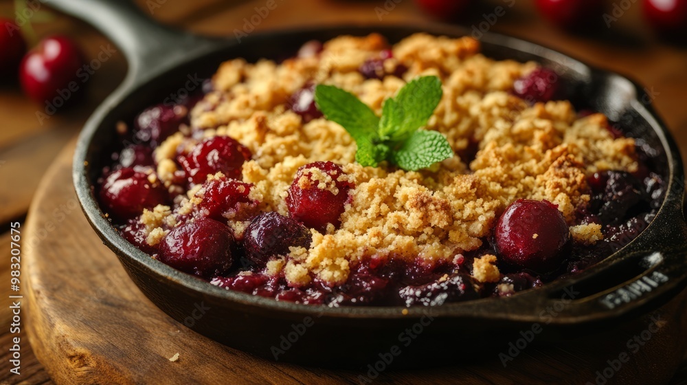 Delicious Cherry Crumble in Cast Iron Skillet Delicious Cherry Crumble in Cast Iron Skillet