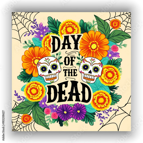 Creative social media post design template for Día de Muertos-ai generated
 photo