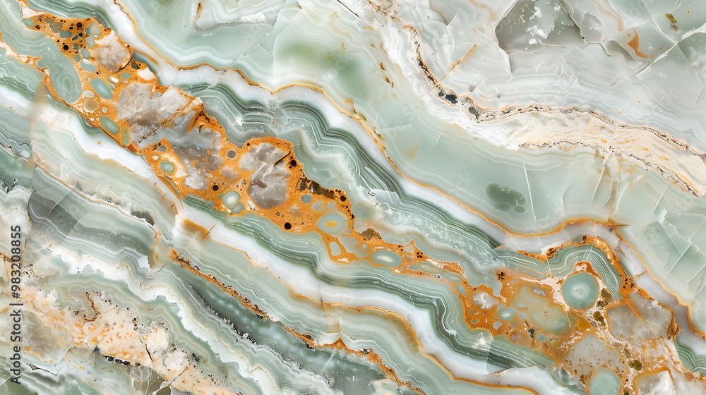 Jasper with intricate patterns in green and orange hues in natural formation Jasper with intricate patterns in green and orange hues in natural formation