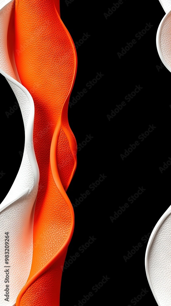 Obraz premium A photo featuring a monochromatic background adorned with a vibrant orange and white wave on its right-hand side
