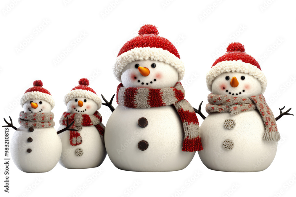 Four cheerful snowmen on a white background Four cheerful snowmen on a white background