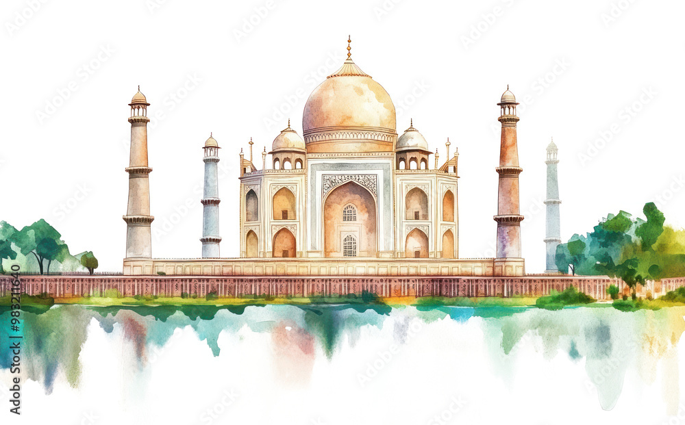 Fototapeta premium PNG Taj Mahal landmark architecture illustration.