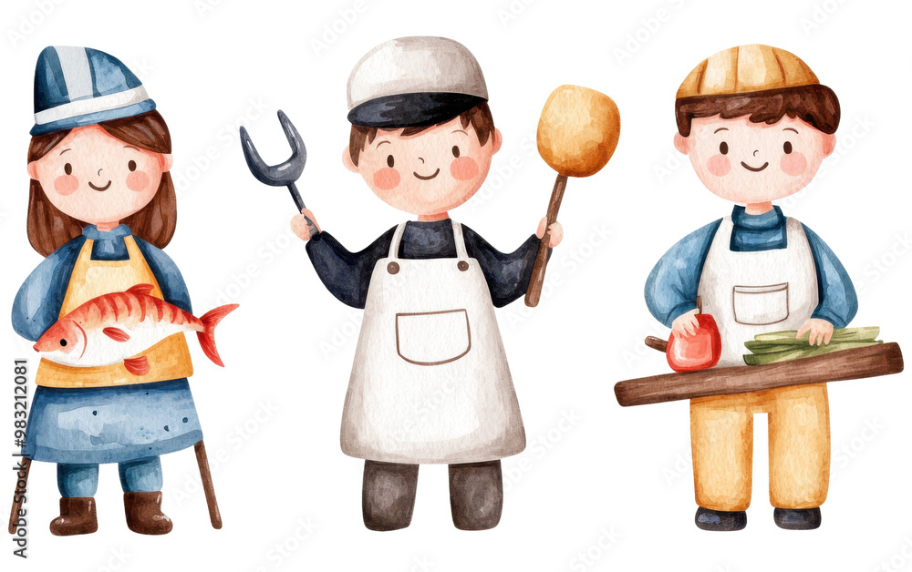 Chefs with kitchen tools and fresh ingredients Chefs with kitchen tools and fresh ingredients