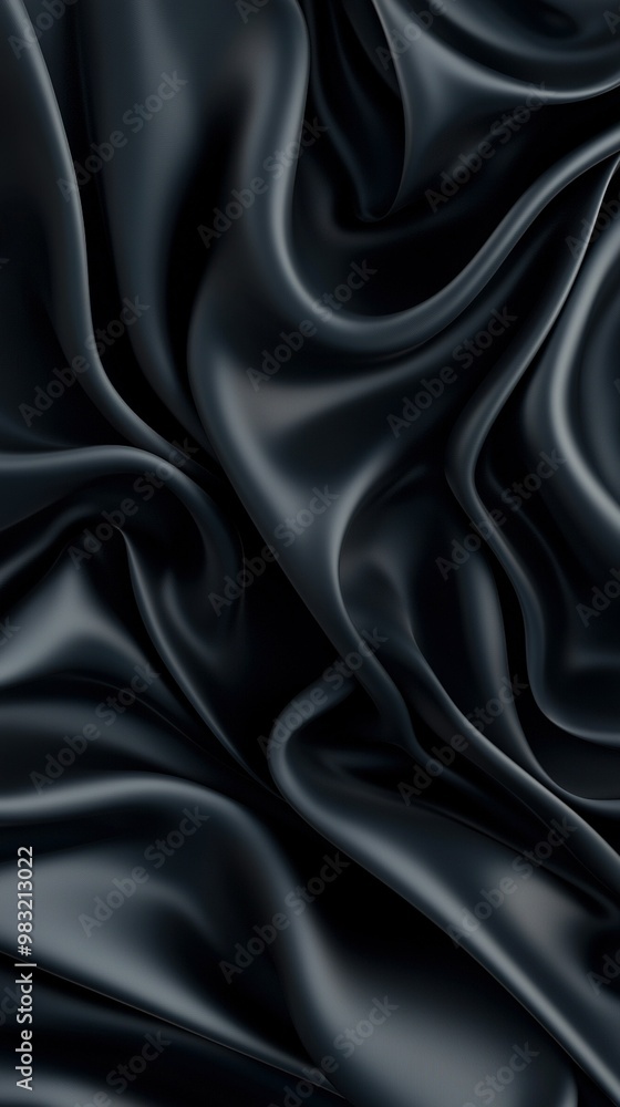 A close-up of a black fabric features a prominent wave pattern that appears very dark in the image A close-up of a black fabric features a prominent wave pattern that appears very dark in the image