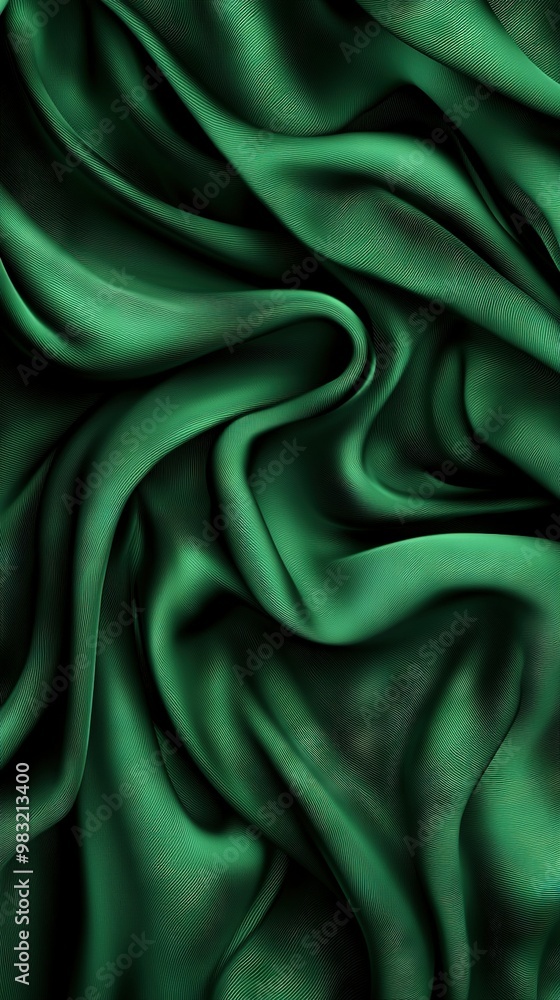 Obraz premium Green fabric with wavy texture