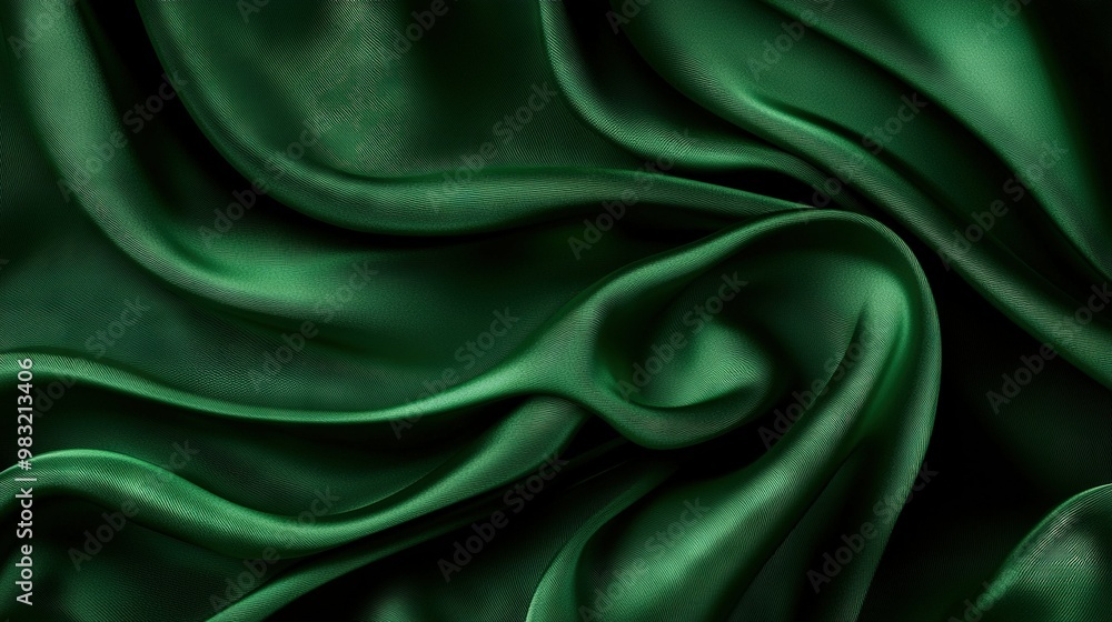 A close-up of a green fabric with a wavy pattern in its center feels incredibly soft A close-up of a green fabric with a wavy pattern in its center feels incredibly soft