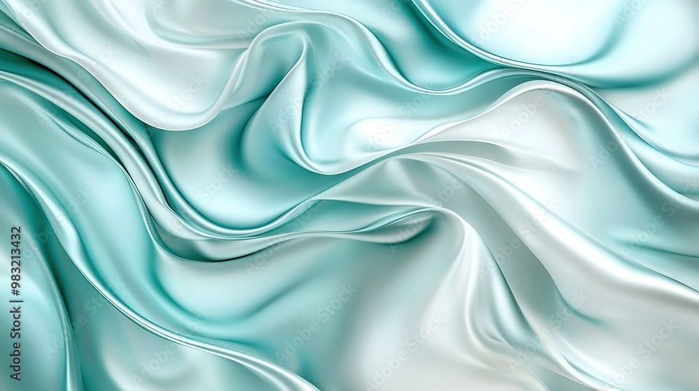 Obraz premium Close-up of blue and white fabric with wave design on top and bottom