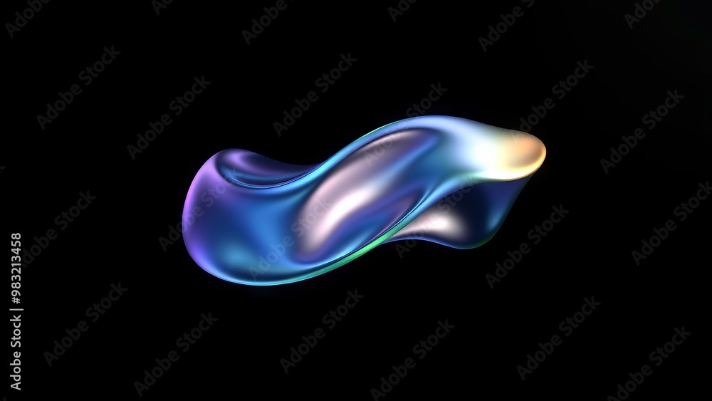 Obraz premium Abstract liquid shape of holographic metal.
