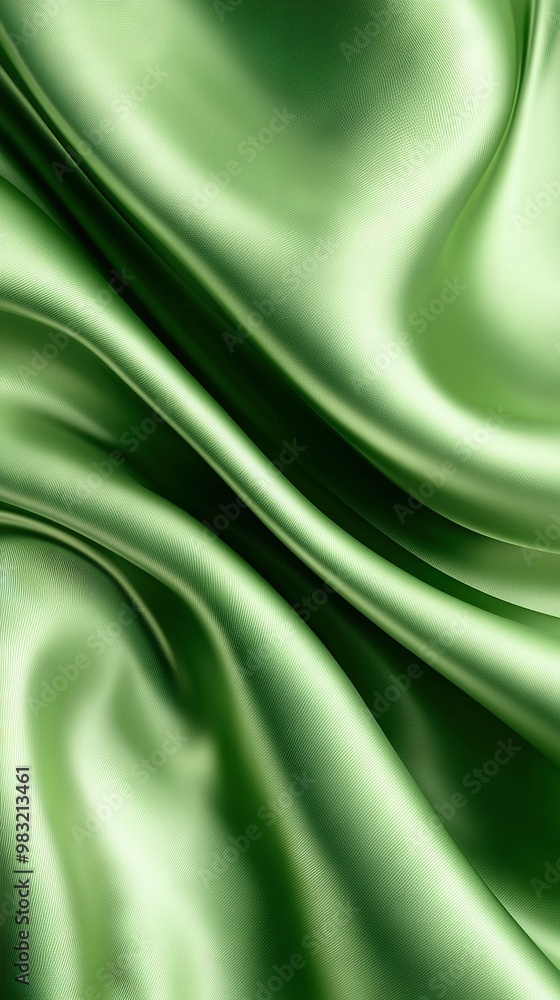 Green fabric with wave pattern on both top and bottom edges in close-up Green fabric with wave pattern on both top and bottom edges in close-up