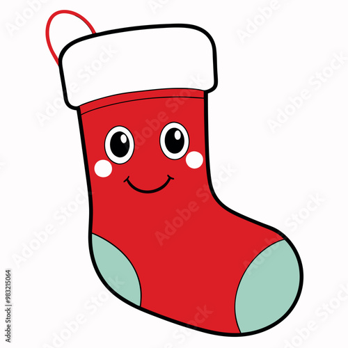 Cute Christmas Stocking Smiley Face vector