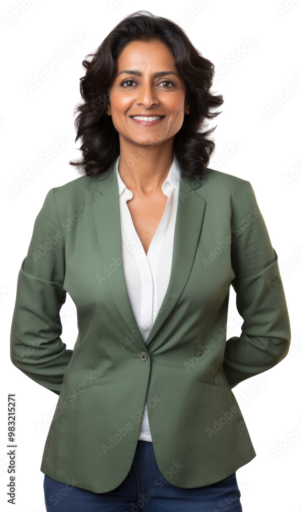 PNG A happy healthy middle age indian business woman clothing apparel blazer. PNG A happy healthy middle age indian business woman clothing apparel blazer.