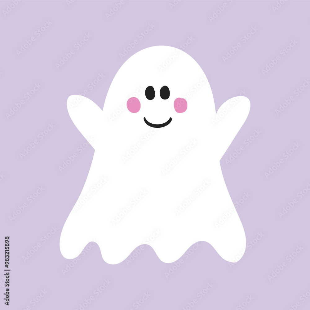 Halloween concept with spooky ghost. Hand drawn icon. Vector illustration Halloween concept with spooky ghost. Hand drawn icon. Vector illustration