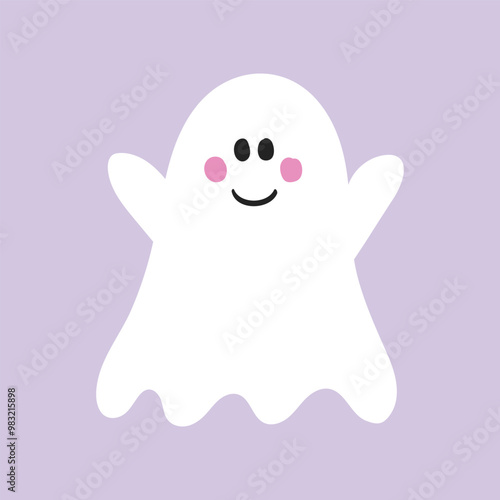 Halloween concept with spooky ghost. Hand drawn icon. Vector illustration