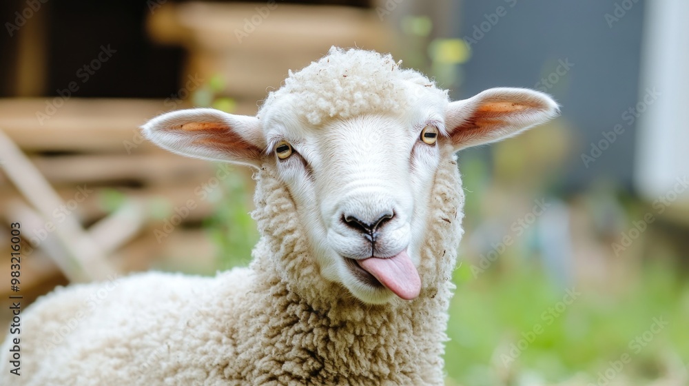 Playful Sheep Sticking its Tongue Out Playful Sheep Sticking its Tongue Out