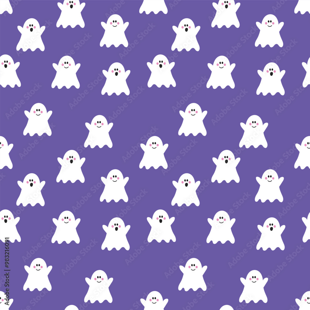 Halloween background with funny ghosts. Seamless pattern. Vector illustration Halloween background with funny ghosts. Seamless pattern. Vector illustration