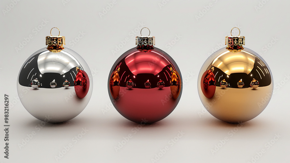 Multi-colored Christmas tree toys on a white background close-up Multi-colored Christmas tree toys on a white background close-up
