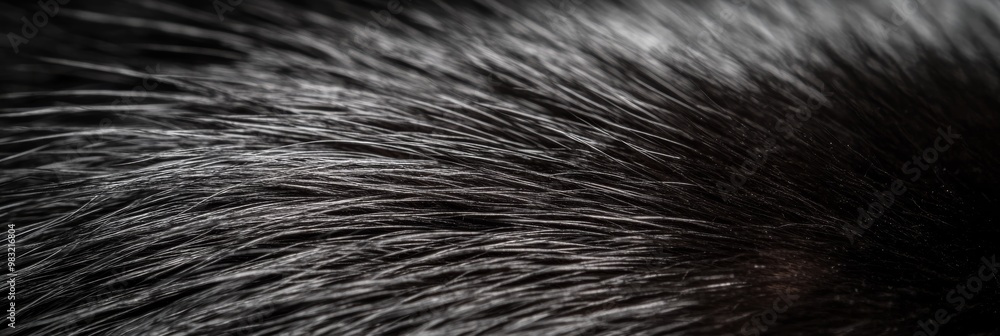 Fototapeta premium Abstract Close-up of Soft and Shiny Black Fur Texture, Ideal Background for Design Projects