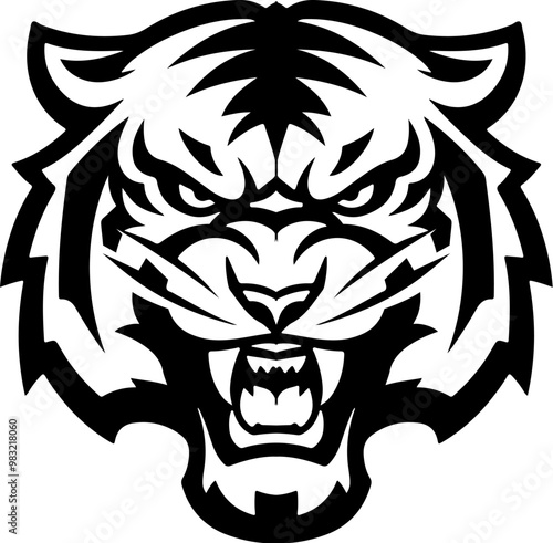 tiger head illustration isolated on white background. Images for logo, label, emblem. Vector illustration.