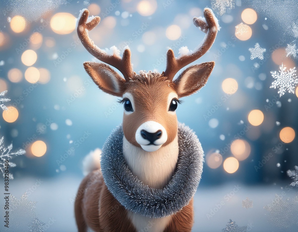 Cute winter reindeer holiday card with copy space Cute winter reindeer holiday card with copy space