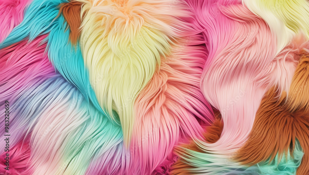 Obraz premium Multicolor fur background. Generative ai.
