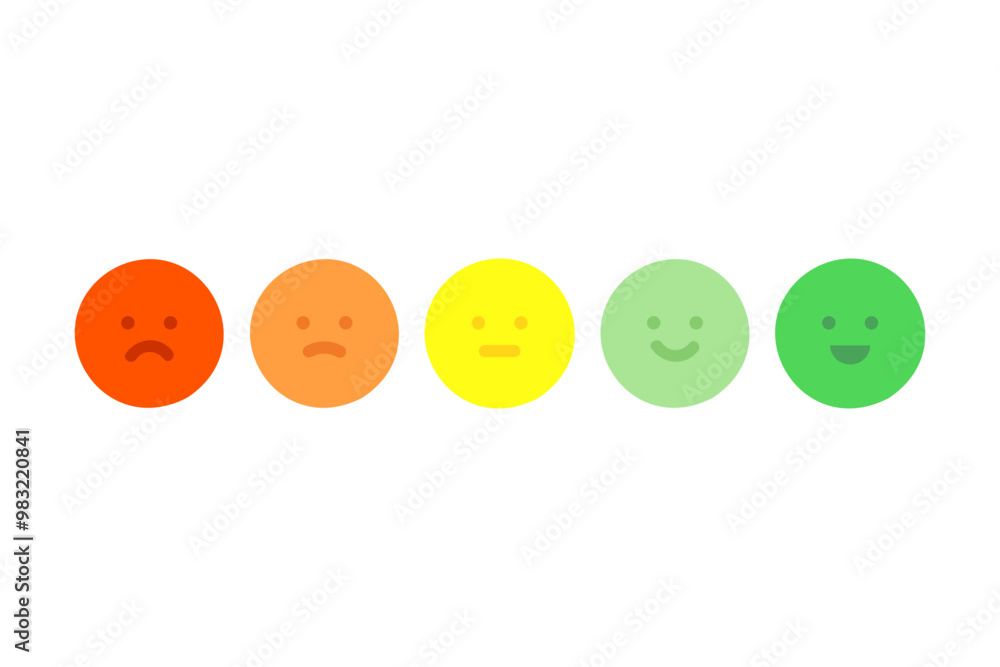 Customer satisfaction scale face emoji. Feedback, rating, emotion, evaluation, review concept. Flat vector design isolated illustration. Customer satisfaction scale face emoji. Feedback, rating, emotion, evaluation, review concept. Flat vector design isolated illustration.