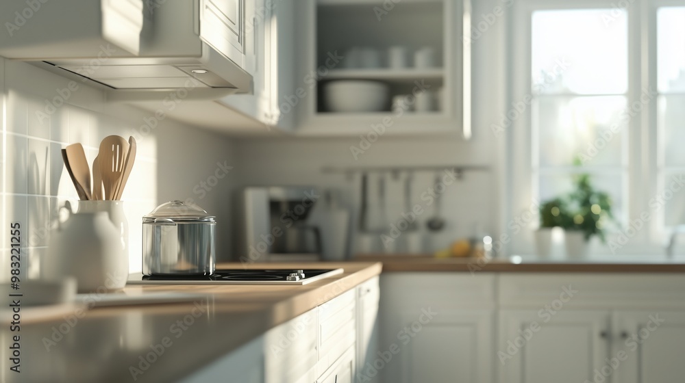 Fototapeta premium copy space bright kitchen background