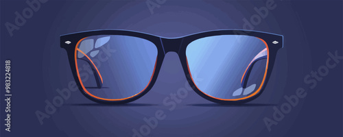 A pair of glasses with frames and lenses, for correcting vision or protecting eyes. Vector flat minimalistic isolated illustration.