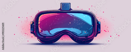 A pair of virtual reality goggles, opening up a world of immersive experiences on a white background. Vector flat minimalistic isolated illustration.